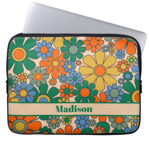 Retro Garden Flowers 70-talets Personlig för Blomm Laptop Fodral
