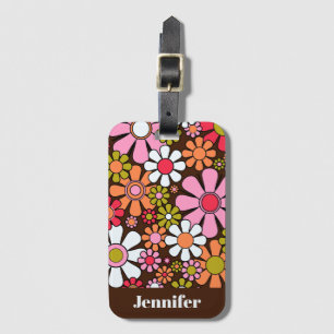 Retro Garden Flowers Groovy 60 s 70 Blommönster Bagagebricka