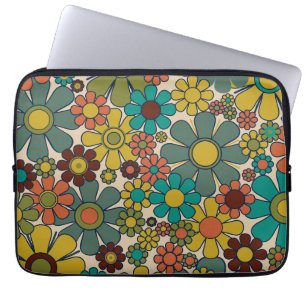 Retro Garden Gingham Flowers 70-talets Blommönster Laptop Fodral