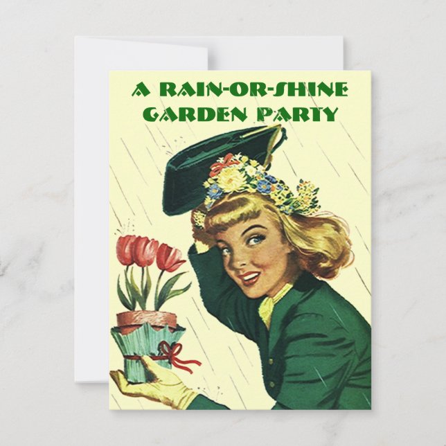 Retro Garden Party-inbjudan ~ Enkel att anpassa Inbjudningar (Framsida)