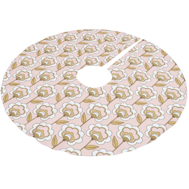 Retro Garden Rosa Blommönster Julgransmatta Borstad Polyester (Vinklad)