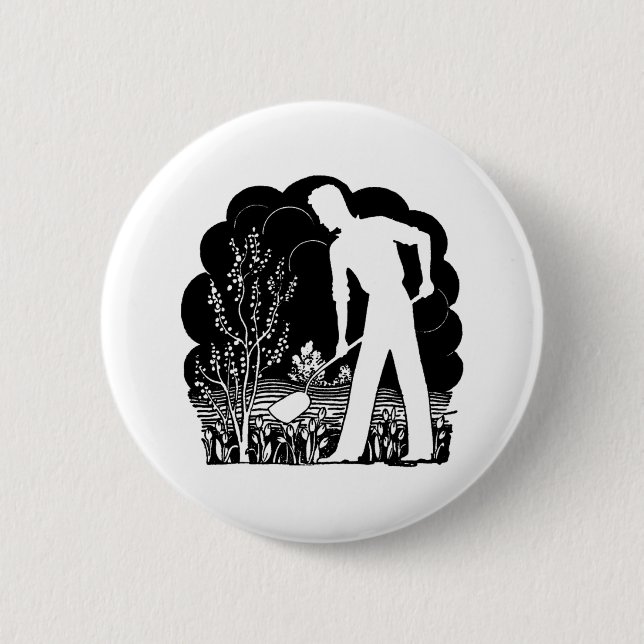 Retro Gardener Silhouette Knapp (Framsida)