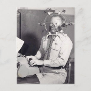 Retro Gas Mask Man Vykort