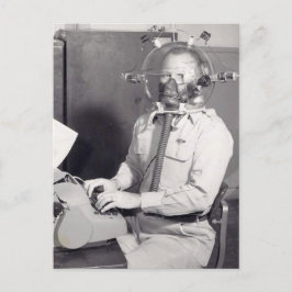 Retro Gas Mask Man Vykort