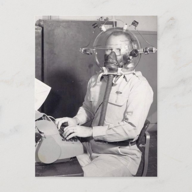 Retro Gas Mask Man Vykort (Framsida)