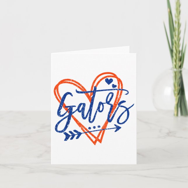 Retro Gators Heart Namn Kläder Design För Män Kvin Kort (Framsida)