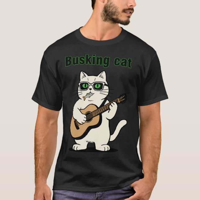 Retro gatumusikanterkatt t shirt (Framsida)