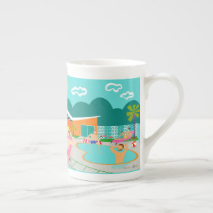 Retro Gay Bassäng Party Bone China Mugg Benporslin Mugg