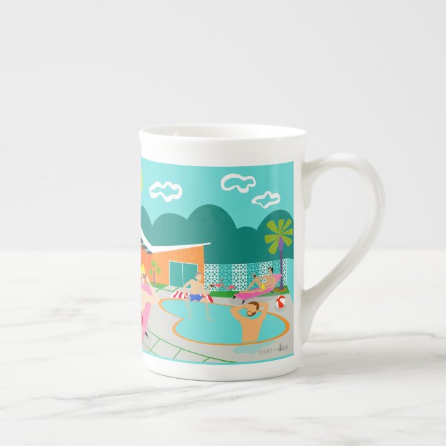 Retro Gay Bassäng Party Bone China Mugg Benporslin Mugg (Höger)