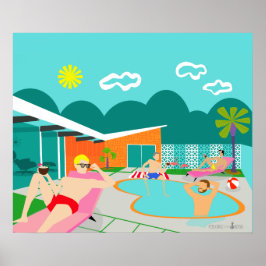 Retro Gay Bassäng Party Poster