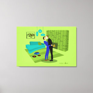 Retro Gay Couple i Kärlek Canvastryck