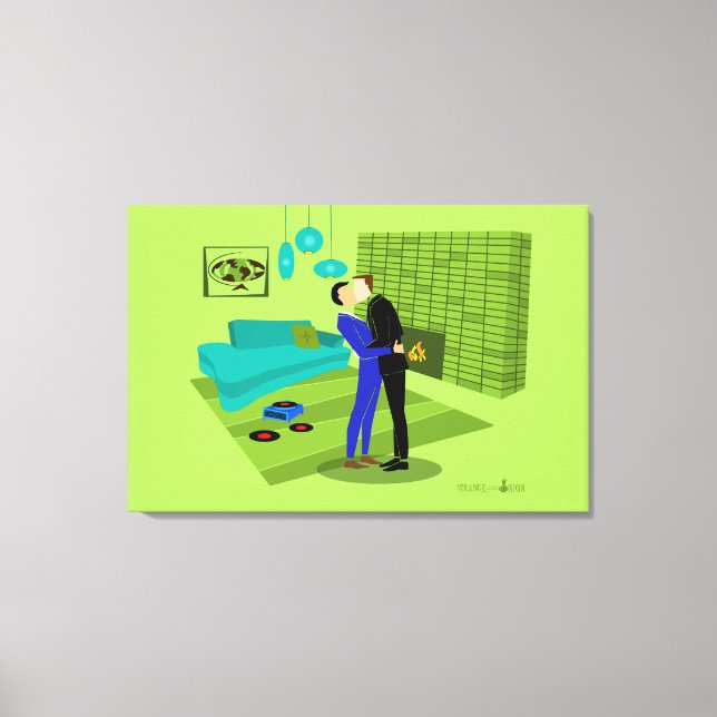 Retro Gay Couple i Kärlek Canvastryck (Framsida)