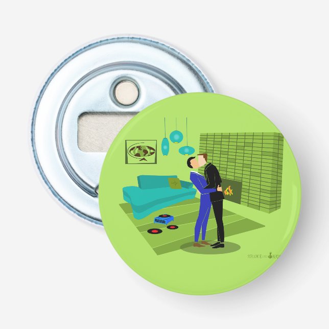 Retro Gay Couple i Kärlek Flasköppnare (Framsidan)