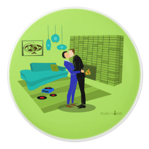 Retro Gay Couple i Kärlek Knopp