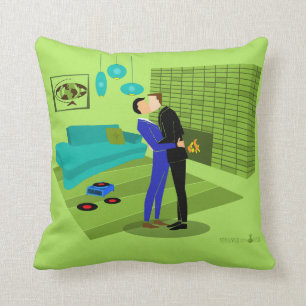 Retro Gay Couple i Kärlek Kudde