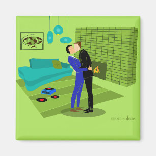 Retro Gay Couple i Kärlek Magnet
