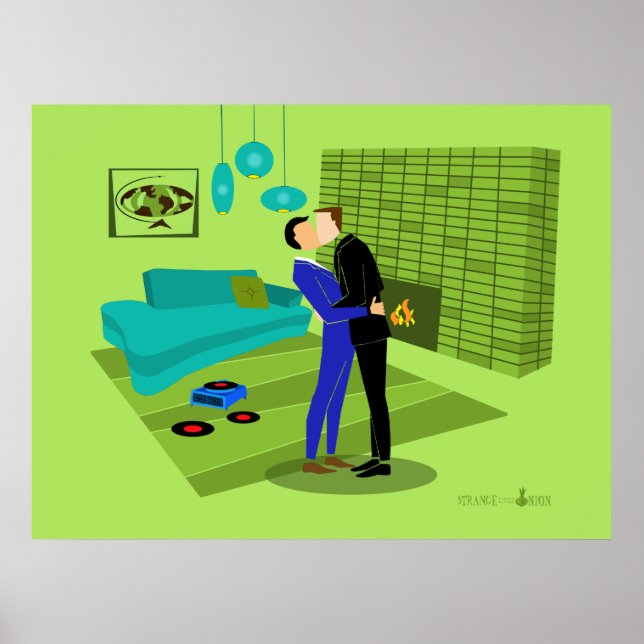 Retro Gay Couple i Kärlek Poster (Framsidan)