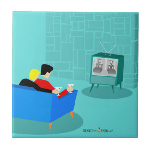 Retro Gay lite par som tittar på TV-keramik Tile Kakelplatta