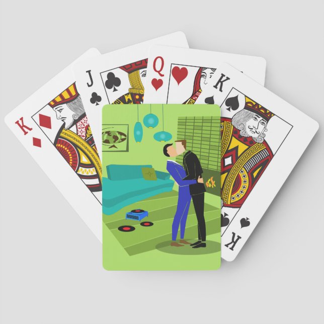 Retro Gay par på klassiska uppspelningskort i Kärl Casinokort (Baksidan)