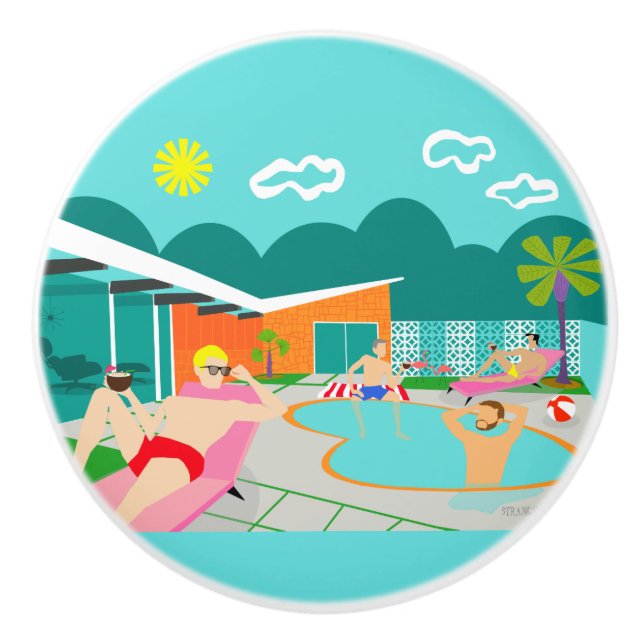 Retro Gay Party Ceramic Drage Knopp (Framsidan)