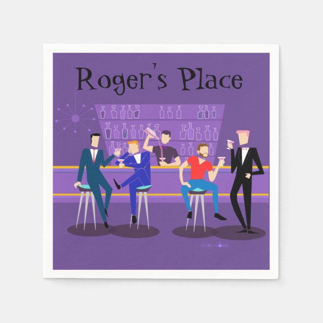 Retro Gay Pub Cocktail Napins Pappersservett (Framsidan)