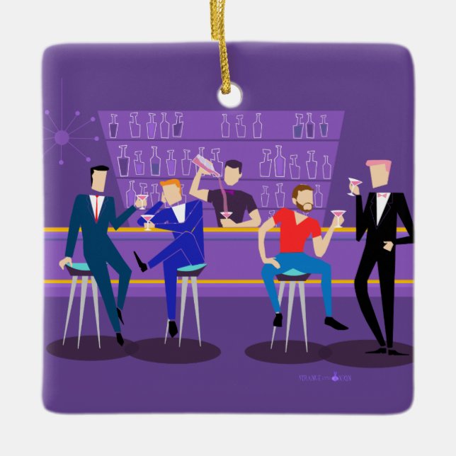 Retro Gay Pub keramiskt ornament (Framsida)