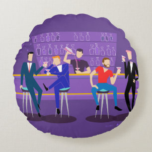 Retro Gay Pub Round Pillow Rund Kudde