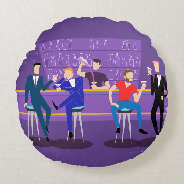 Retro Gay Pub Round Pillow Rund Kudde (Framsidan)