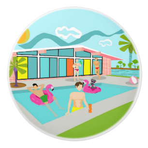 Retro Gay Rosa Flamingo Bassäng Party Knopp