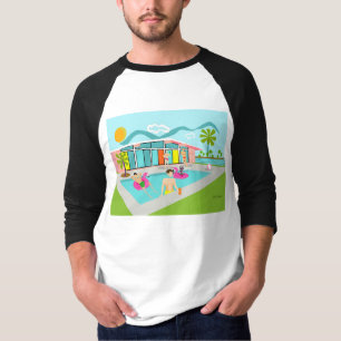 Retro Gay Rosa Flamingo Bassäng Party T Shirt