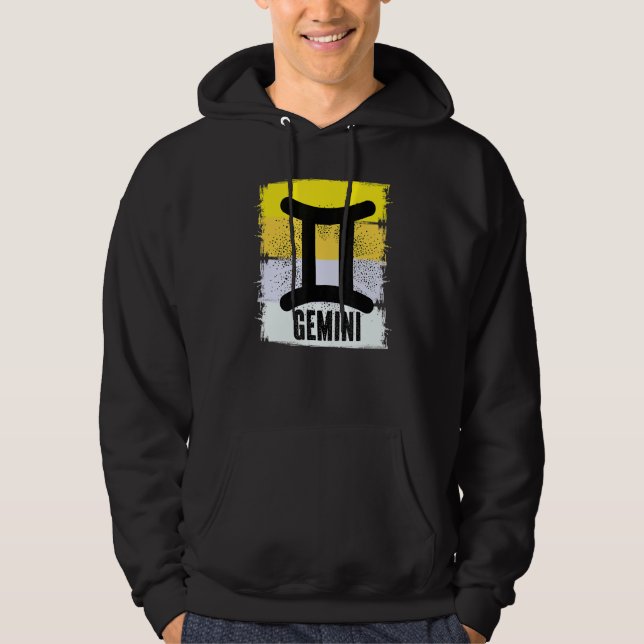 Retro Gemini Birthday Zodiac Symbol Constellation Hoodie (Framsida)