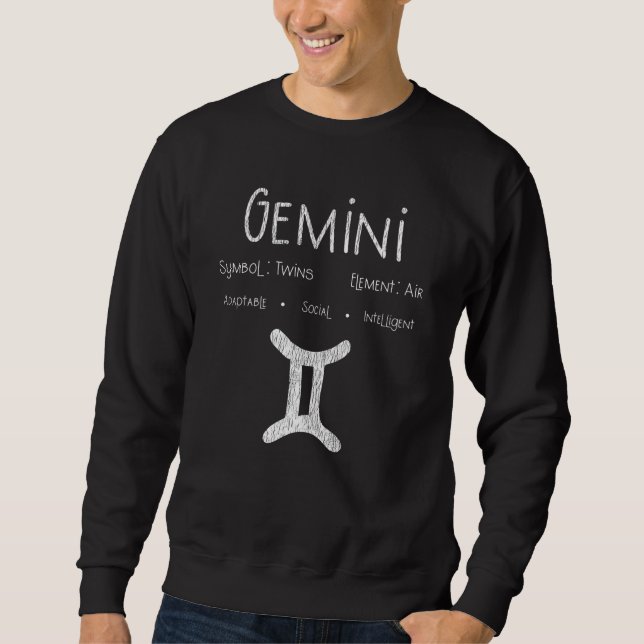 Retro Gemini Stjärntecken Present för Astrologi-en Lång Ärmad Tröja (Framsida)