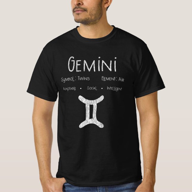 Retro Gemini Stjärntecken Present för Astrologi-en T Shirt (Framsida)