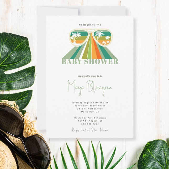 Retro Gender Neutral Rainbow Baby Shower Inbjudningar (Skapare uppladdad)