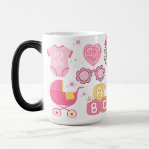 Retro Gender Reveal Det är en flicka Magisk Mugg