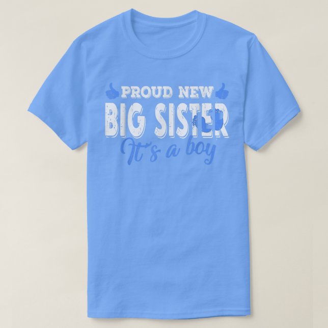 Retro Gender Reveal Proud New Big Sister It's A Bo T Shirt (Design framsida)