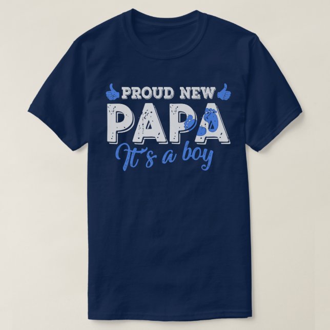 Retro Gender Reveal Proud New Pappa Det är en pojk T Shirt (Design framsida)