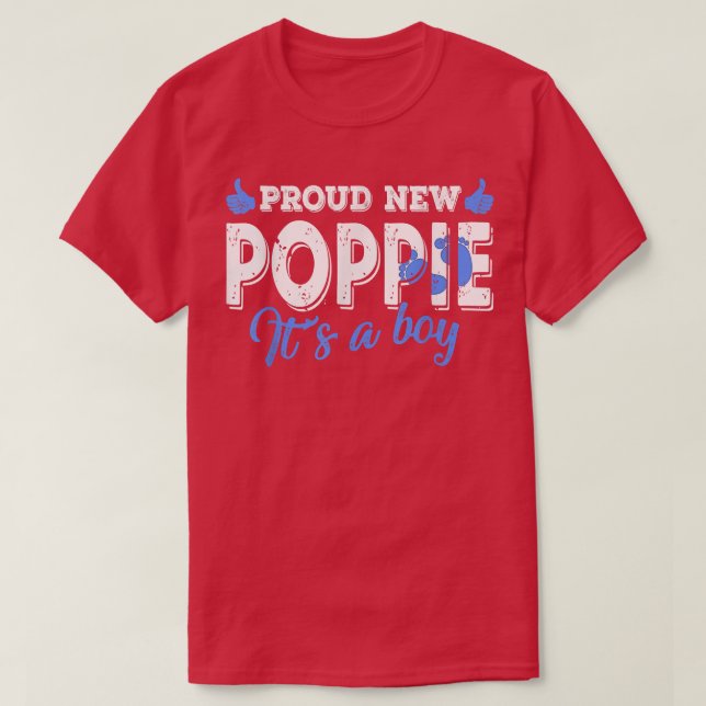 Retro Gender Reveal Proud New Poppie It's A Boy  T Shirt (Design framsida)