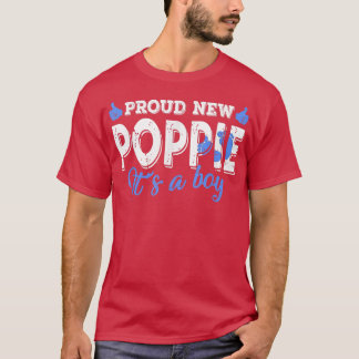 Retro Gender Reveal Proud New Poppie It's A Boy  T Shirt