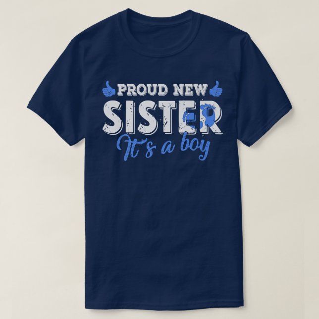 Retro Gender Reveal Proud New Sister It's A Boy  T Shirt (Design framsida)