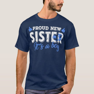 Retro Gender Reveal Proud New Sister It's A Boy  T Shirt
