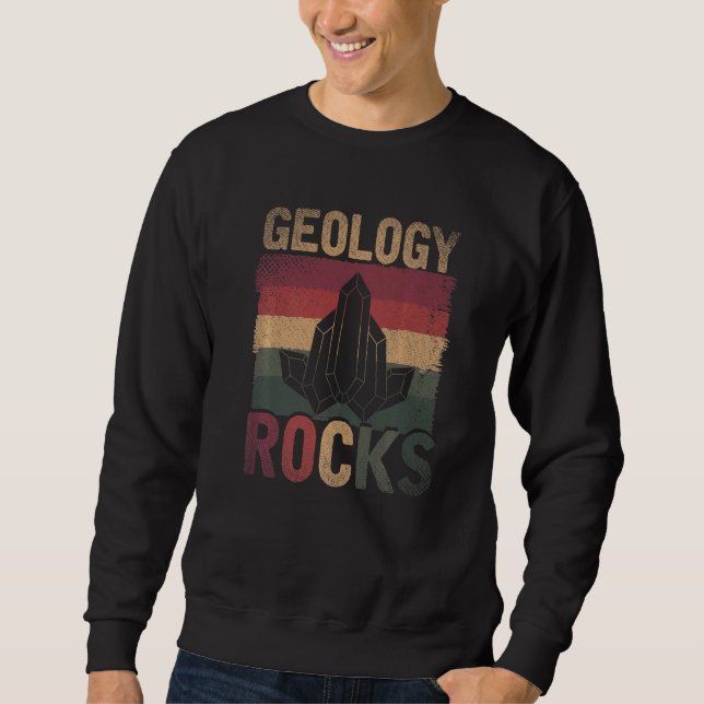 Retro Geology Sten Geolog Paleontolog Geolo Lång Ärmad Tröja (Framsida)