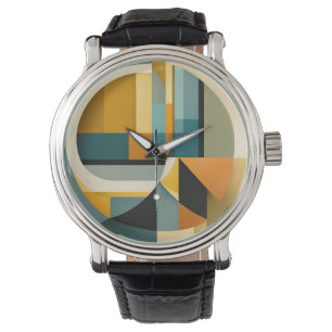 Retro Geometric Abstraction Circles and Rectangric Armbandsur