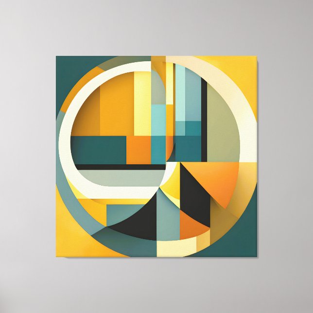 Retro Geometric Abstraction Circles and Rectangric Canvastryck (Framsida)