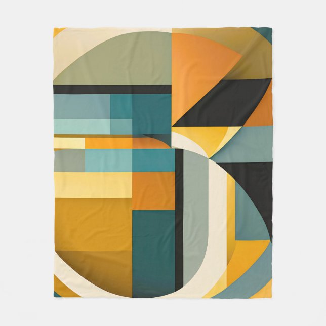 Retro Geometric Abstraction Circles and Rectangric Fleecefilt (Framsidan)