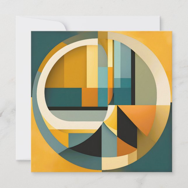 Retro Geometric Abstraction Circles and Rectangric Julkort (Framsida)