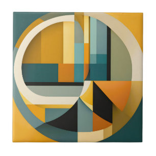 Retro Geometric Abstraction Circles and Rectangric Kakelplatta