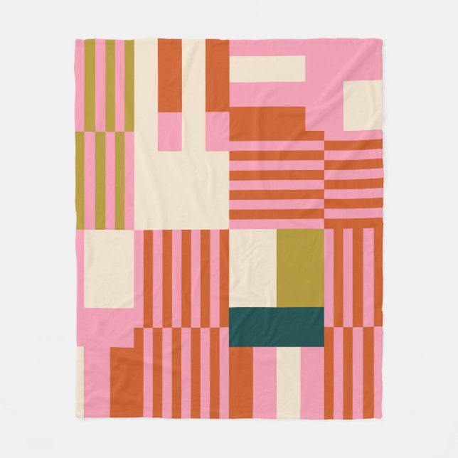 Retro Geometric Abstrakt Mosaic Fleecefilt (Framsidan)