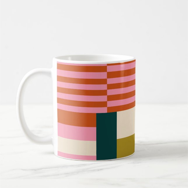 Retro Geometric Abstrakt Mosaic Kaffemugg (Vänster)