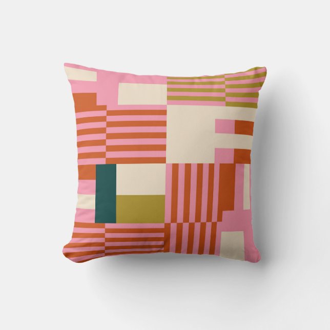 Retro Geometric Abstrakt Mosaic Kudde (Framsida)